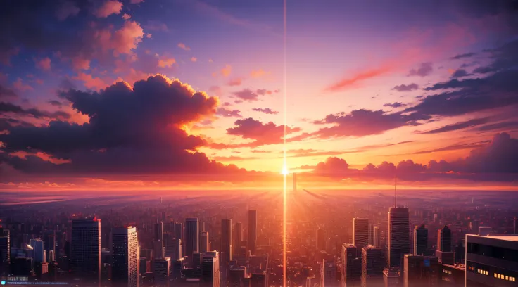 Sunset over city with red sky and clouds, city sunset, Tokyo Anime Scene, Estiro Anime Streetscape, City Sunset Night, beautiful cityscape, hd anime cityscape, Gazing at the Sunset. Anime, Neo Tokyo Fund, Tokyo Fund, sunset illustration, view of a city at ...