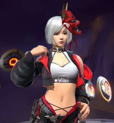 there is a woman with a red jacket and a red dragon on her shoulder, katana zero video game character, as a character in tekken, fighting game character, lunar themed attire, blade and soul, yun ling, character from king of fighters, kda, sigma female, as ...