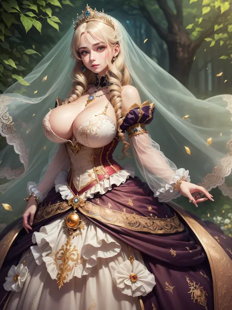 ((anime artstyle)),(Masterpiece),(Best Quality), (Super Detail),((Very Delicate and Beautiful)),cinematic lighting,1 lady,((full body portrait)),((standing in garden)),((solo)),(((1 princess in beautiful embroidery and jeweled extremely gorgeous princess r...