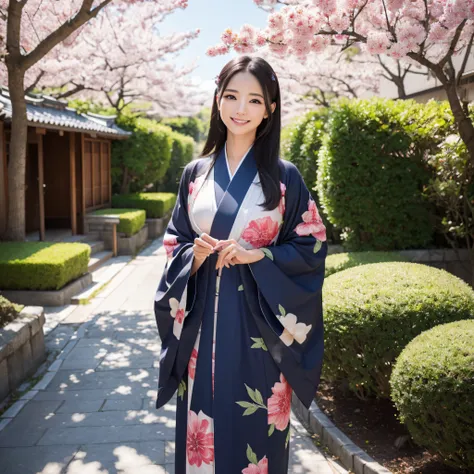 (Super beautiful woman in kimono)、((best qualtiy、8k masterpieces:1.3))、foco nítido:1.2、(ultra beautiful faces:1.0)、(shinny skin:1.0)、photos realistic、A dark-haired、Video Lighting、High-definition eyes and face、Video Lighting、Japanese actressl、from the front...