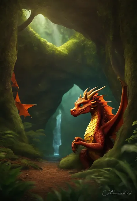 Ember the dragon lived in a small cave in the forest. She was a curious and adventurous dragon, and she loved to explore the woods around her. One day, Ember was exploring a new part of the forest when she came across a strange hole in the ground.