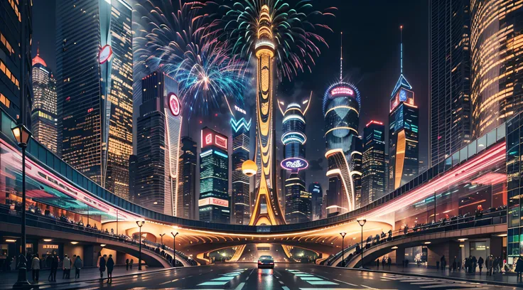 Enter a fascinating vision of the future through captivating futuristic images of the city of Shanghai. The towering giant skyscraper is decorated with gold ornaments and a smooth glass curtain wall，pierce the sky, The vibrant lights of the city that never...