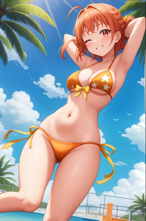 masterpiece, best quality, (1girl:1.000), (takami chika:1.000), curvy body, (bikini:0.995), (side-tie bikini:0.992), (swimsuit:0...