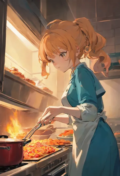 Aunt Vixen in the kitchen cooking a meal