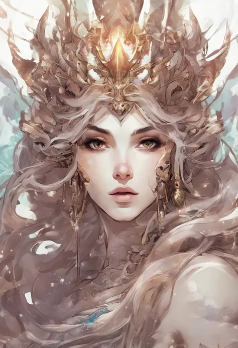 All over the mermaids，with a crown on her head, portrait of mermaid warrior, portrait of mermaid queen, Fantasy art style, Extremely detailed Artgerm, Phlegm sputum, phlegm | Art germ, Fantasy art Behance, Deviantart ArtStation CGSCOSIETY, 2. 5 D CGI anime...