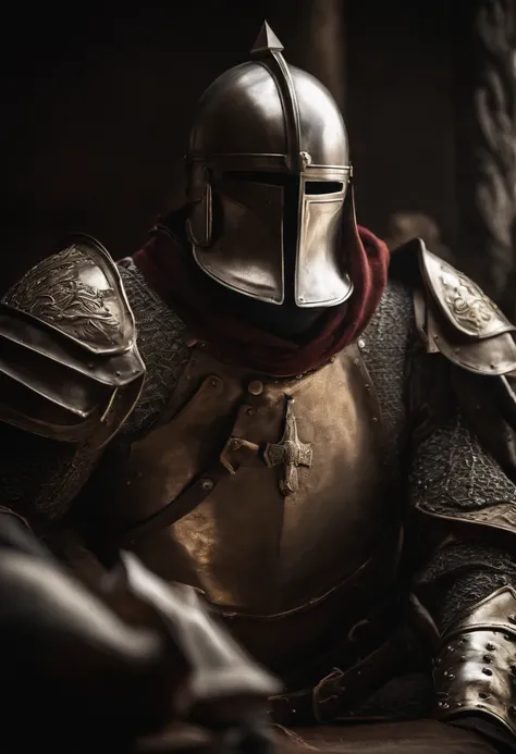 Knight Templars reaction to a surprising event, highlighting their mystique and intrigue as historical figures., award winning studio photography, professional color grading, soft shadows, no contrast, clean sharp focus, film photography, 35mm lens, Carl Z...