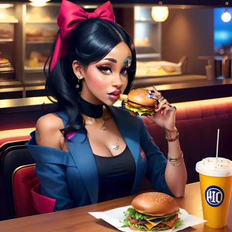 Cardi b eating a burger