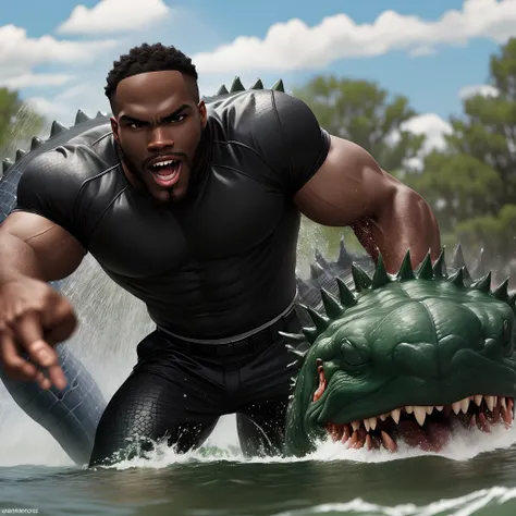 Black guy fighting gators