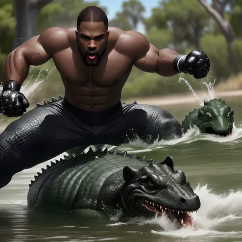 Black guy fighting gators