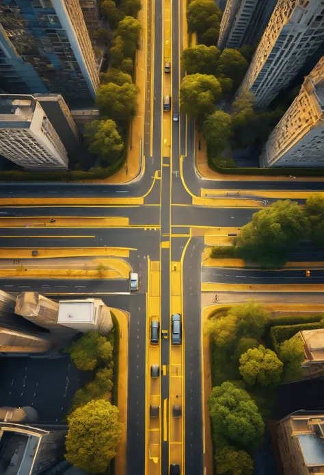 top view road, black spots is road, street city road like a QR code, sky view, day light, city road, yellow street, without trees, only roads like a QR code from top view, hyperrealistic (((HD resolution)))