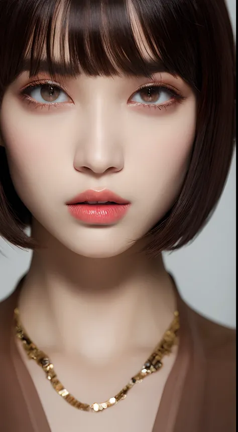 Best quality, 2024 trend makeup for Pirate female model, Two-Tier Inverted Bob Haircut, editorial fashion, street outer , transparent/translucent medium, detailed eyes, plump lips, hyper resolution