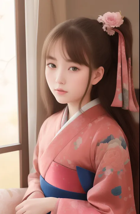 Best quality, Masterpiece, high resolution, Original, highly detailed wallpaper, Beauty 、teens girl、Real Human、Authentic、Old photos、bit girl、Japan antiquity、Heian period、Twelve vests，12 single kimono、screen、curtain、facticity、Background depth of field