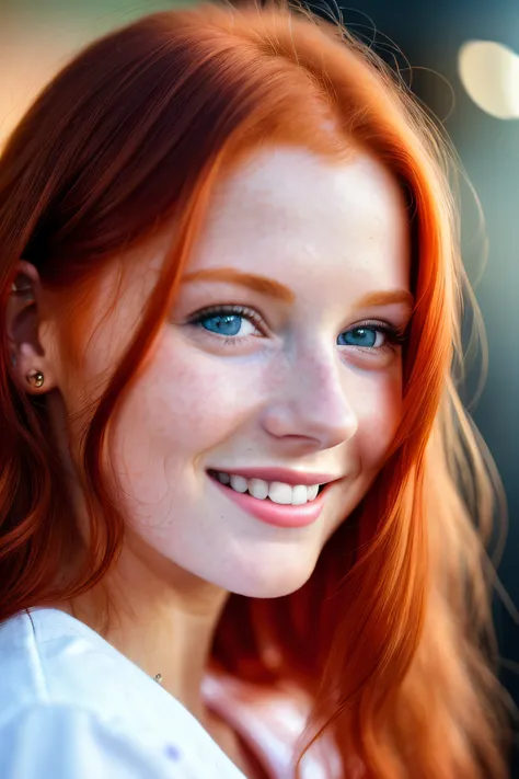 color photography, close-up, ((a realistic photo of a beautiful young redhead girl of 18 years in the club smiling)), (Cyber_Girl_V3:0.99), light, ((bright skin)), looking_at_viewer, (fit body: 1.0), straight loose hair, detailed illustration, masterpiece,...