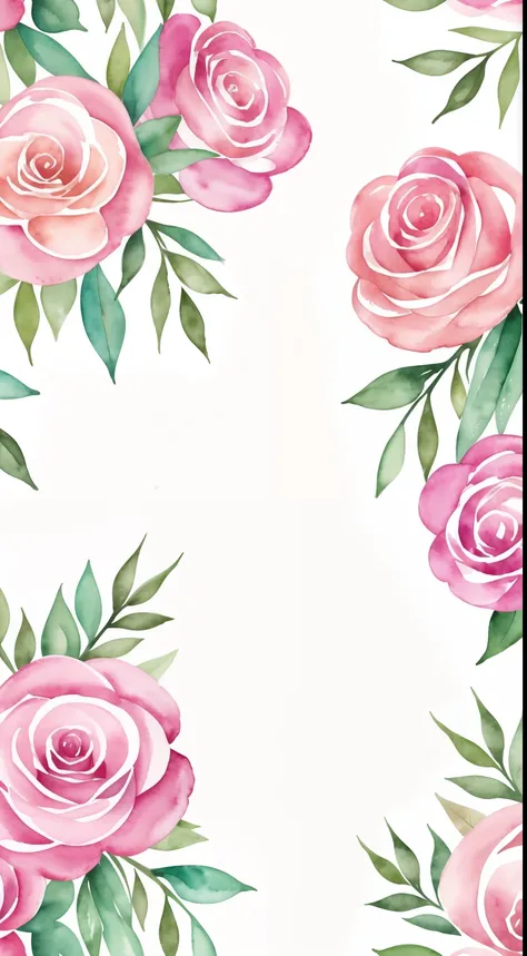 watercolor pattern of beautiful flowers, Rosette,  Plantas de videira, ,  Cores calmas em #3b4195 fundo colorido. Textura do papel aquarela.