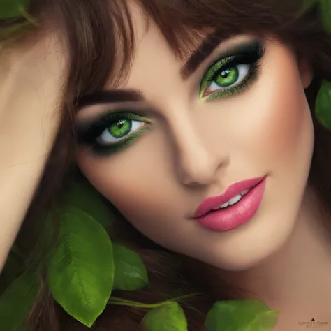 brunette green eyes