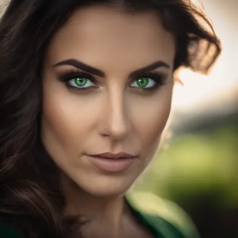 brunette green eyes