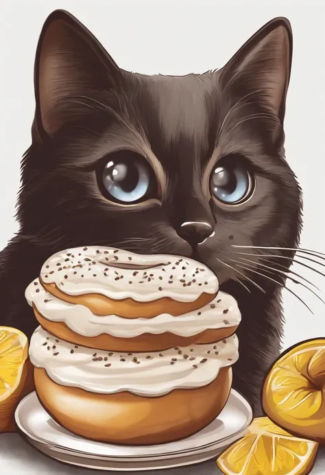 Illustration for Dunets menu inspired by cats with the following names and flavors : chococat
snowcat
miau de leite
ovomiautine
tradicimiau
ronrom
especial do gato
catnip
sonho em patinhas
Massa de donut, coberto com chocolate ao leite.
Massa de donut, top...