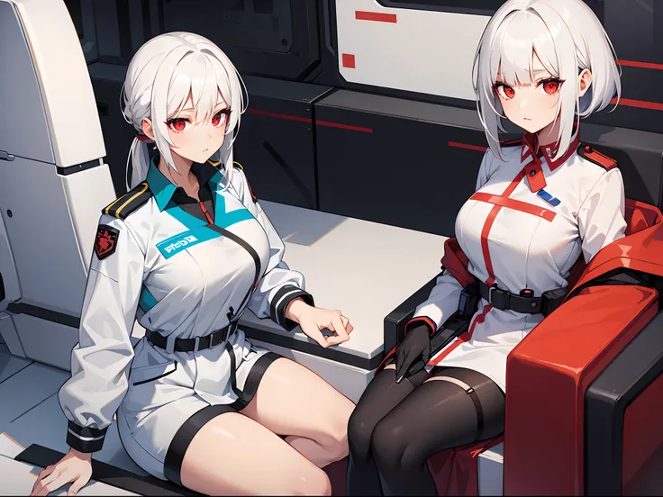 Paramedic girl with white hair and red eyes