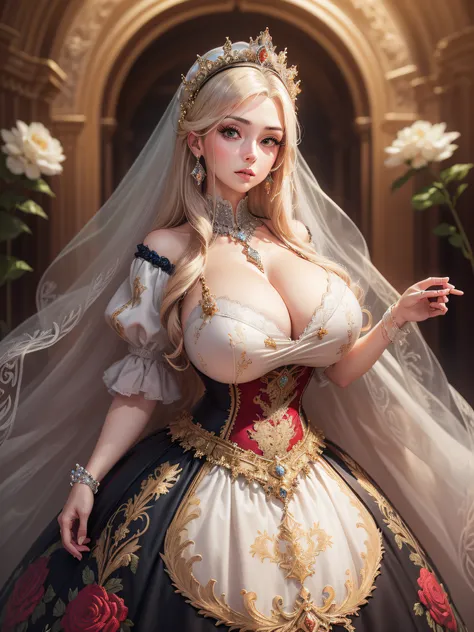 ((anime artstyle)),(Masterpiece),(Best Quality), (Super Detail),((Very Delicate and Beautiful)),cinematic lighting,1 lady,((full body portrait)),((standing in garden)),((solo)),(((1 princess in beautiful embroidery and jeweled extremely gorgeous princess r...