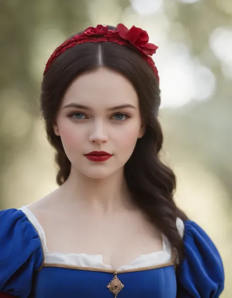 (child), (Snow White Coss:1.3), small kid, Upper body, Little blue and red dress, Ultra photo realsisim, Realistic, Top quality real texture skins,Cute True Circle Symmetrical eyes, Cute face, medieval world, Epic Realistic, Cinematic，large full breasts