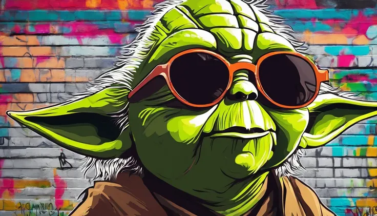 Yoda with sunglasses, arte do grafite