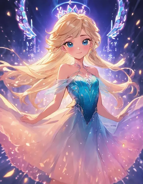 crie um cenario com a personagem Elsa do filme frozen, a elsa deve ter o rosto da imagem