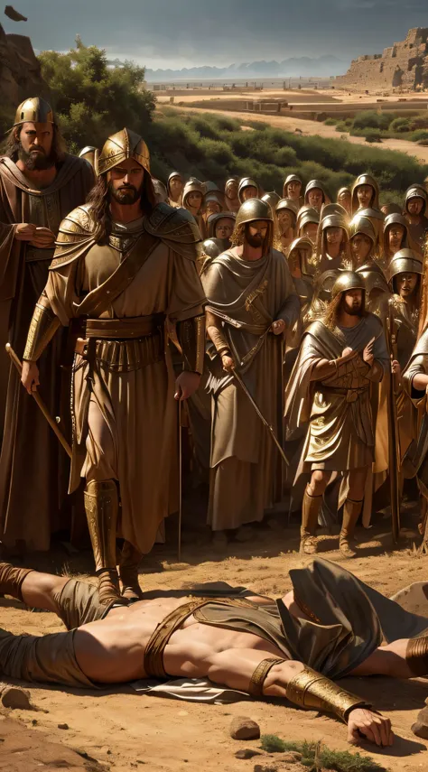 biblical, epic scene, and that, by faith in Christ, we are protected from his traps. 8k, ultra-realistic scenes