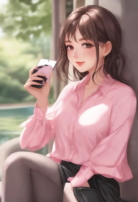 chizuru mizuhara, Anime girl in pink shirt and pink purse holding a cell phone, seductora chica de anime, nude, hentai,Moe Artstyle, Atractiva chica de anime, (Chica anime), Chica anime, [ Arte digital 4K ]!!, Estilo anime Ecchi, linda chica de anime, Ecch...