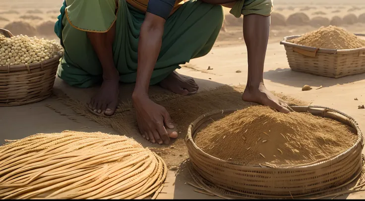 indian farmer selling crop on market in exchange of money