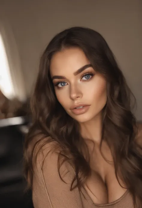 Arafed Mujer, Chica sexy con ojos marrones, Retrato Sophie Mudd, brown hair and large eyes, selfie de una mujer joven, Ojos del dormitorio, Violeta Myers, sin maquillaje, Maquillaje natural, staring directly into camera, cara con artgram, maquillaje sutil,...