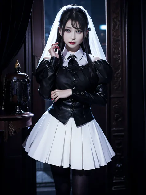 Charming beauties、Evil Female Executive、Night city、Move ki、The Darkness、seductiv、brainwash、Brainwashing device、Evil Fall、wicked、darkness、Black eyeshadow、black pantyhose、Black stockings、Evil Bride、White blouse、Black pleated skirt、Dark