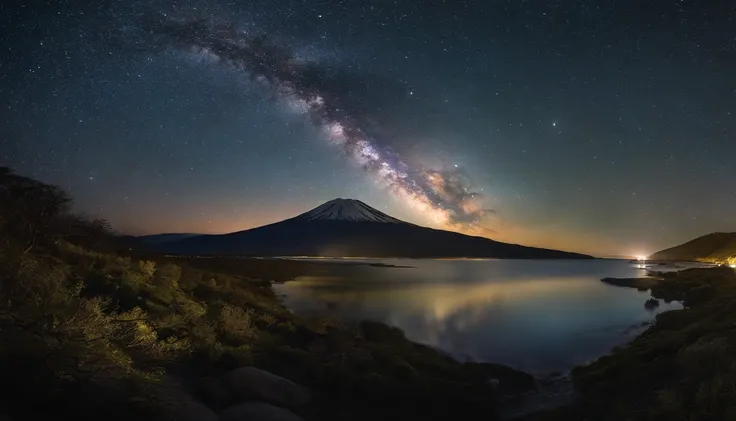 Master Parts、qualidade superior、Qualidade de imagem superior、A qualidade 8k、Beautiful photos of the starry sky、magnifica、Arched Milky Way、montanha.Fuji