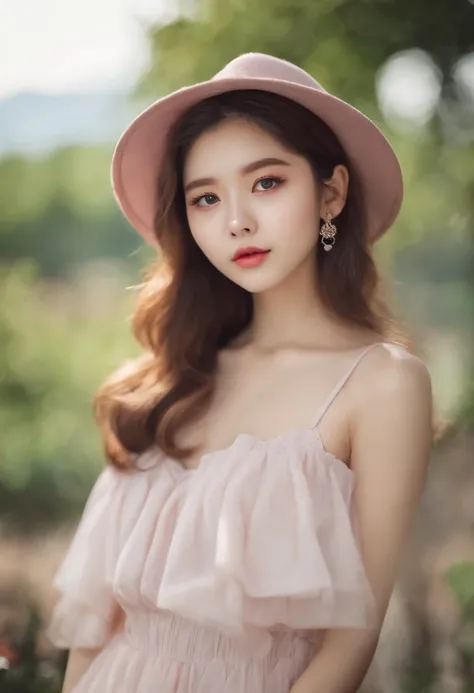 17 years old cute girl a photo portrait of zzenny_n, outdoor, sunny day, small round mono lid eyes, ultra realistic, ((small round eyes)) glossy pink lips, k pop looks