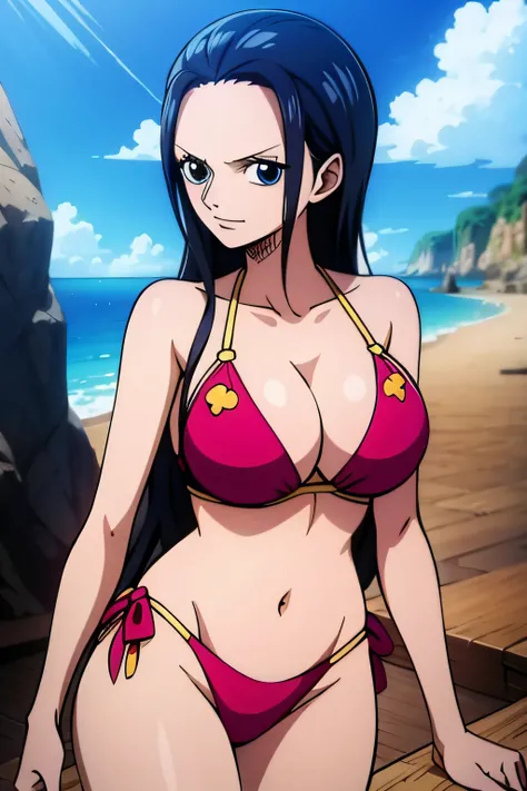 Robin de One Piece, Pose sexy, Y si , Elly, 8k, anime, ribera, Gran Theta, grande, ojos azules, senos, bikini