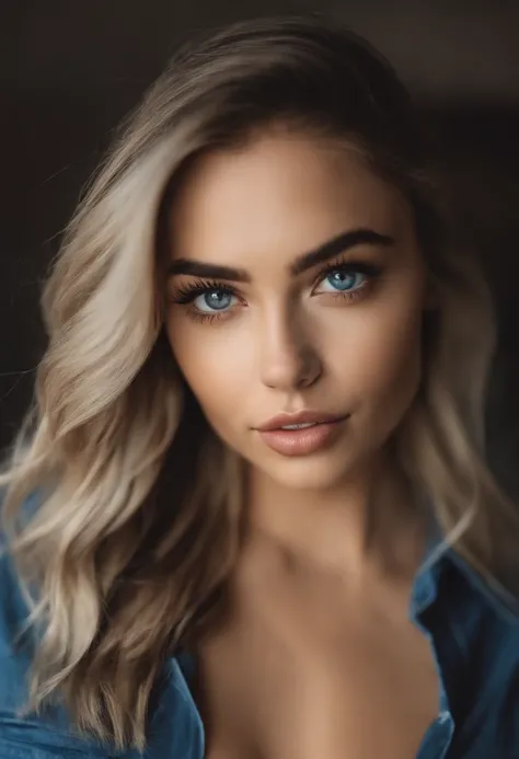 Mujer con camiseta sin mangas y bragas a juego, Chica sexy con ojos azules, Retrato Sophie Mudd, Retrato de Corinna Kopf, cabello rubio y ojos grandes, selfie de una mujer joven, Maquillaje OHNE, Maquillaje natural, looks directly at camera, Cara con Artgr...