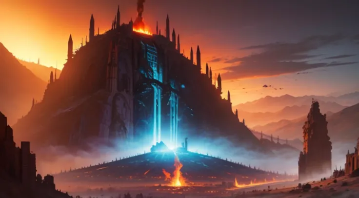 , paisagem do inferno, O fundo do inferno, A batalha final no inferno, Apocalyptic landscapes!!!!!, Mustafar, The Ruins of Hell, ! Apocalyptic landscapes!!, Soberbo D & D A Arte do Sol Escuro, Portas do Inferno, Portas do Inferno, arte conceitual de world ...