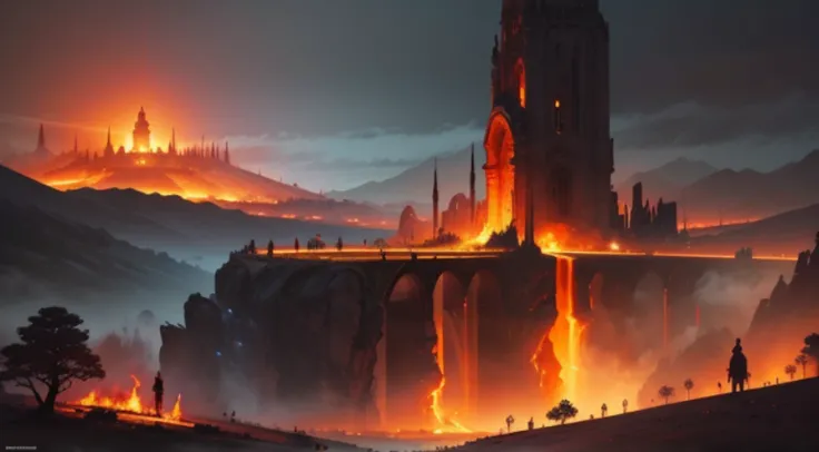 , paisagem do inferno, O fundo do inferno, A batalha final no inferno, Apocalyptic landscapes!!!!!, Mustafar, The Ruins of Hell, ! Apocalyptic landscapes!!, Soberbo D & D A Arte do Sol Escuro, Portas do Inferno, Portas do Inferno, arte conceitual de world ...