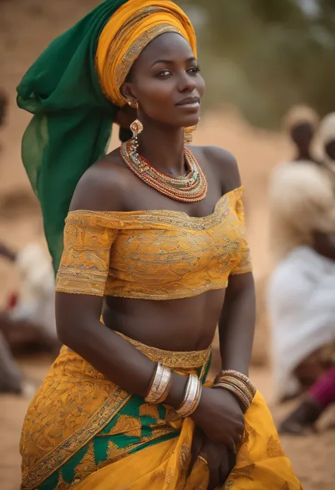 Woman of Ethni Lebou Senegalese very beautiful with a beautiful look of bulging breasts a waist of guépe yet modest clothes of white colors