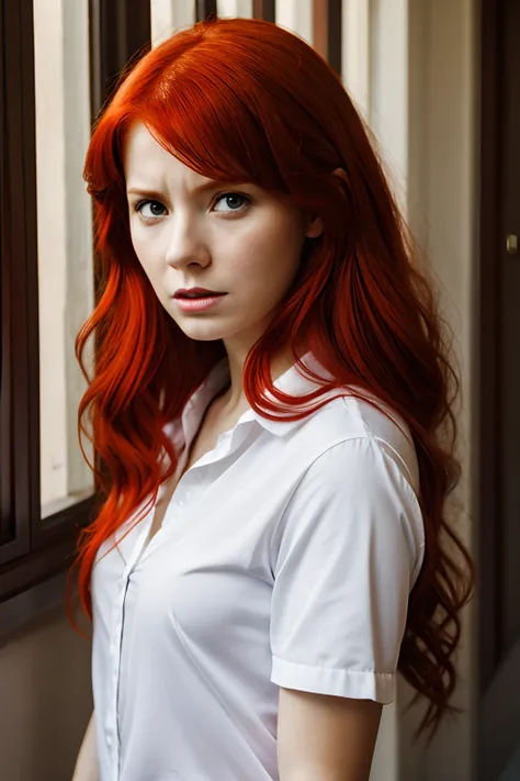 Angry young red-haired woman