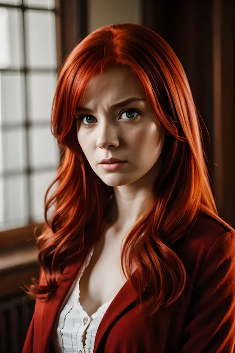 Angry young red-haired woman