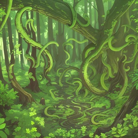 tentacles, lots of tentacles, woods, tentacles in the forest