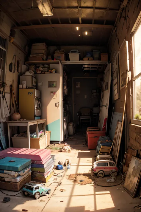 An old garage filled with memories of youth, the spiders have taken possession of the place but the treasures like the stuffed animals and the little cars will find a second life