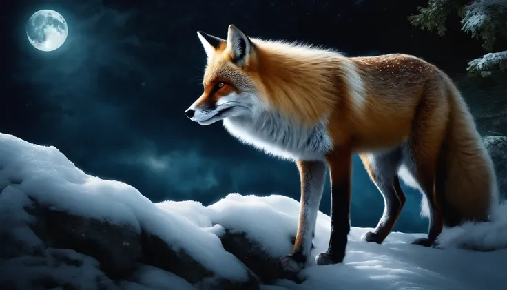 Full HD, Mythical spirit beasts, Giant fox, White flull, Look at the moon