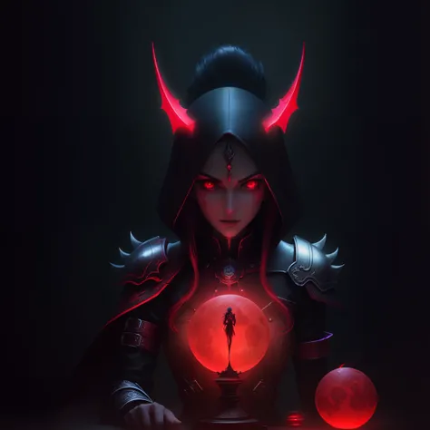 Red Necromancer, blood moon, Ray tracing, masutepiece, Best Quality, ultra-quality, absurd details, best light, Best Shadow, sharp, Sharp Image, Detailed, Extremely detailed, great resolution, 8K, 4K, nffsw, particles effect, beautiful effects, Vivid color...