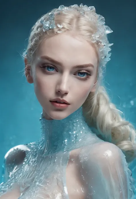 Cute Girl Looks Happy in Ice Water Luciano Ventrones feat under the influence of Alberto Seveso, inspired by Albrecht Dürer Art by Marek Ocon  , zbrush central contest winner, Full body portrait in photorealistic style of embodiment of sensuality and desir...