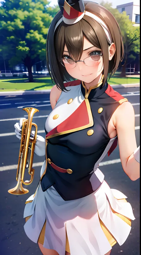 (masutepiece, Best Quality, Capture super cute moments, depth of fields, ultra-detailliert, Ultra High Resolution, C4D, Octadale, 3D Modeling, 8K, 16 K, one girls,a junior high school student, small tits,A dark-haired,short-hair,straight haired,Light brown...