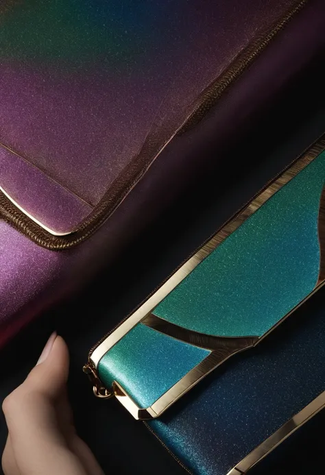 Create a streamlined clutch with a hint of holographic design for a contemporary feel."