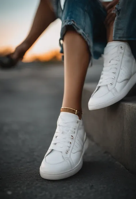 White sneakers.