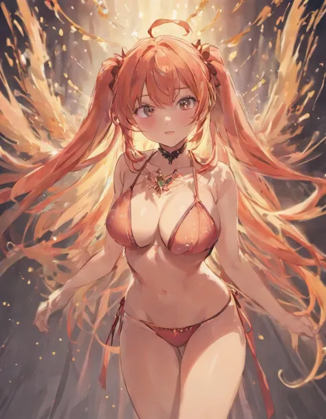 A 16-year-old female hentai character. She has long hair and is wearing underwear, flowing underwear that accentuates her sexy pose.Her outfit design is clearly showcased in the full body concept.. This womans full body art is a great example of detailed o...