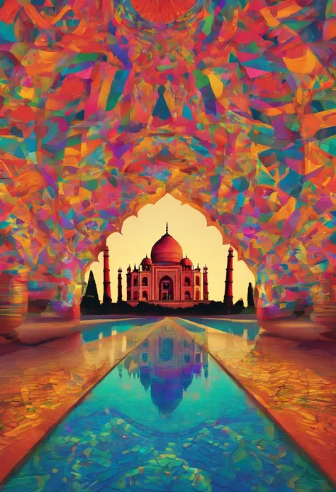 "Explore the Cosmic Museum, where the wonders of Earth come alive in a kaleidoscope of colors and patterns. As you walk through the halls, you see famous landmarks from different eras and cultures, each one transformed into a psychedelic masterpiece. The G...